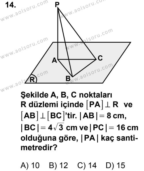 Geometri 8 Dersi 2012-2013 Yılı 1. Dönem Sınavı 14. Soru