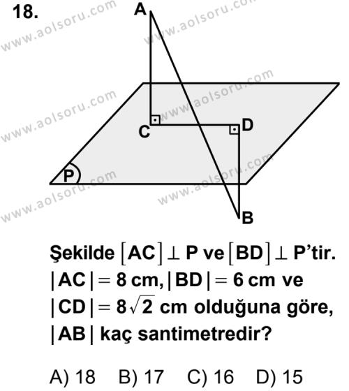 Geometri 8 Dersi 2012-2013 Yılı 1. Dönem Sınavı 18. Soru