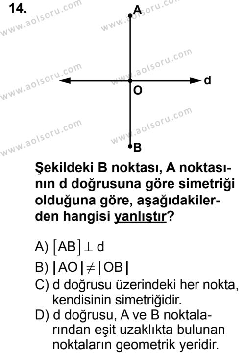 Geometri 8 Dersi 2012-2013 Yılı 2. Dönem Sınavı 14. Soru