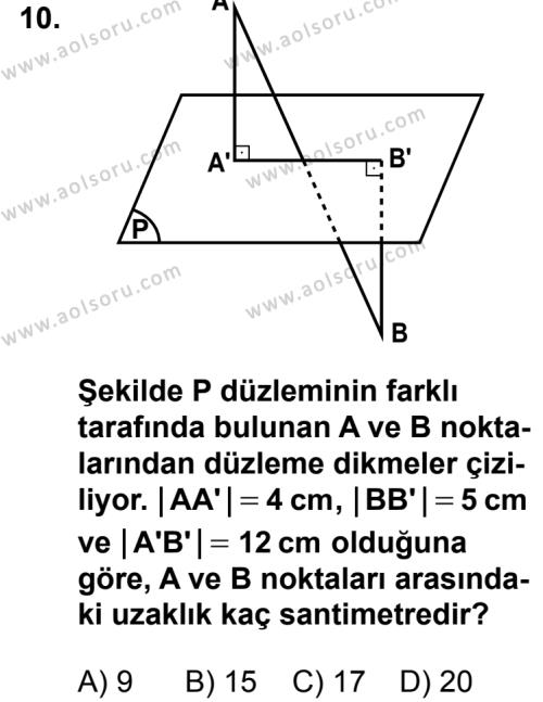 Geometri 8 Dersi 2014-2015 Yılı 1. Dönem Sınavı 10. Soru