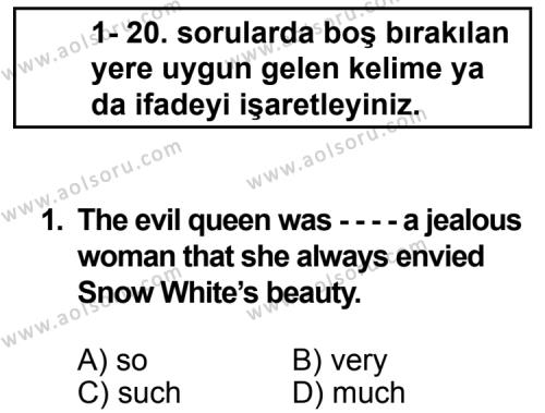 İngilizce 6 Dersi 2014 - 2015 Yılı 3. Dönem Sınav Soruları 1. Soru