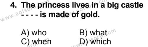 İngilizce 6 Dersi 2014 - 2015 Yılı 3. Dönem Sınav Soruları 4. Soru