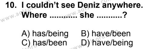 İngilizce 7 Dersi 2014-2015 Yılı 1. Dönem Sınavı 10. Soru