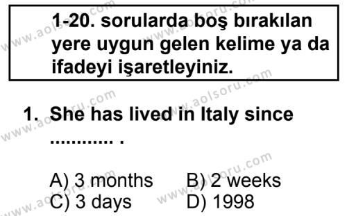 İngilizce 8 Dersi 2012 - 2013 Yılı 2. Dönem Sınav Soruları 1. Soru
