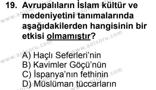 İslam Tarihi 1 Dersi 2011-2012 Yılı 3. Dönem Sınavı 19. Soru