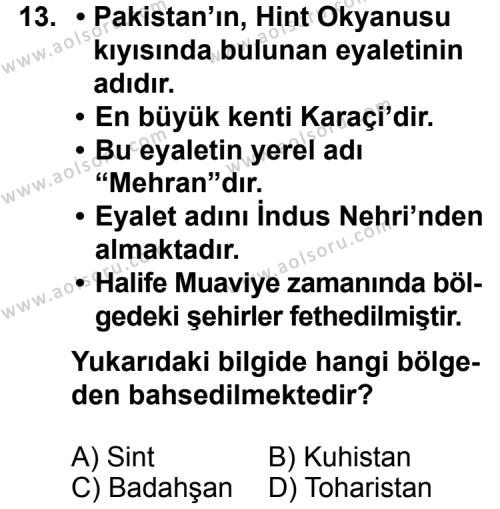 İslam Tarihi 1 Dersi 2013-2014 Yılı 1. Dönem Sınavı 13. Soru