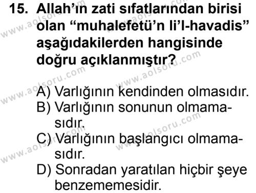 Kelam 1 Dersi 2014-2015 Yılı 1. Dönem Sınavı 15. Soru