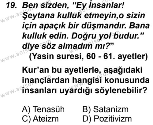 Kelam 2 Dersi 2013-2014 Yılı 3. Dönem Sınavı 19. Soru