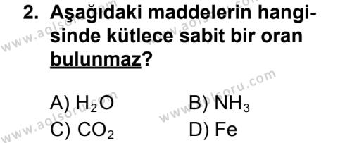 Kimya 2 Dersi 2012 - 2013 Yılı 2. Dönem Sınav Soruları 2. Soru