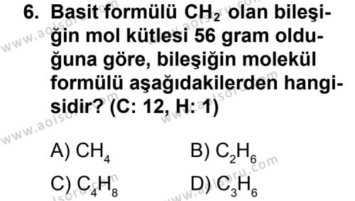 Kimya 3 Dersi 2011-2012 Yılı 3. Dönem Sınavı 6. Soru