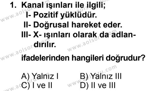 Kimya 3 Dersi 2013 - 2014 Yılı 1. Dönem Sınav Soruları 1. Soru