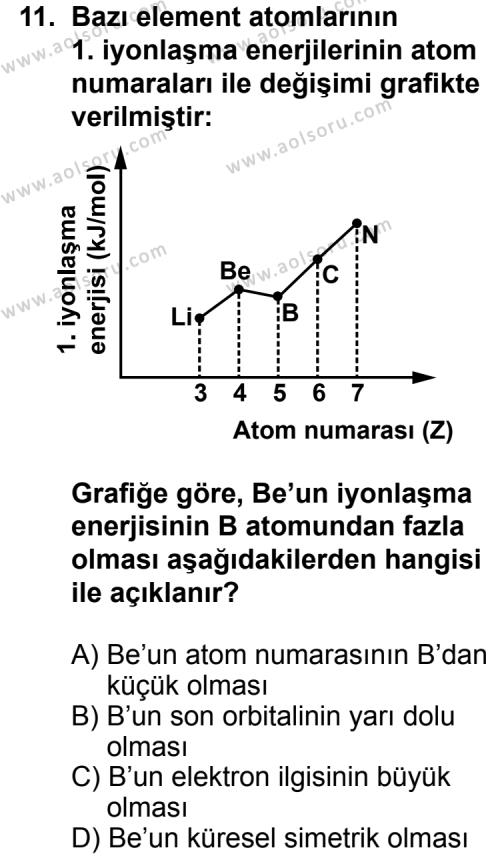 Kimya 3 Dersi 2013-2014 Yılı 2. Dönem Sınavı 11. Soru