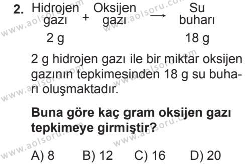 Kimya 3 Dersi 2018 - 2019 Yılı 2. Dönem Sınav Soruları 2. Soru