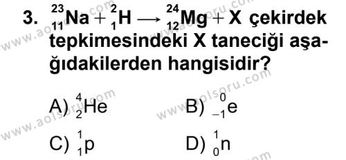 Kimya 4 Dersi 2012-2013 Yılı 1. Dönem Sınavı 3. Soru