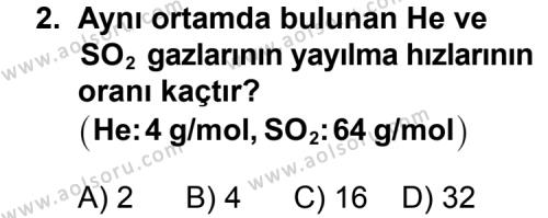Kimya 4 Dersi 2013 - 2014 Yılı 3. Dönem Sınav Soruları 2. Soru