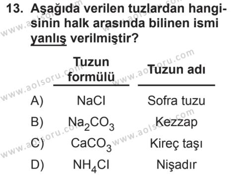 Kimya 4 Dersi 2018-2019 Yılı 2. Dönem Sınavı 13. Soru