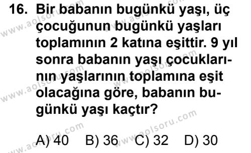 Matematik 1 Dersi 2014-2015 Yılı 1. Dönem Sınavı 16. Soru