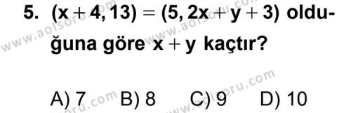 Matematik 1 Dersi 2015-2016 Yılı 1. Dönem Sınavı 5. Soru