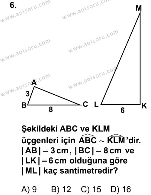 Matematik 2 Dersi 2015-2016 Yılı 1. Dönem Sınavı 6. Soru