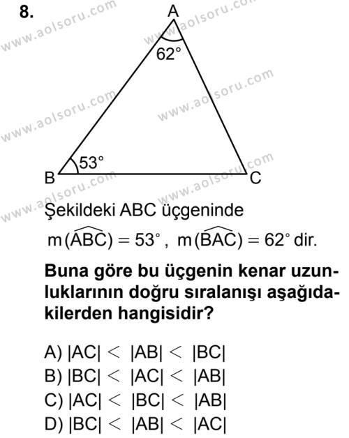 Matematik 2 Dersi 2019-2020 Yılı 2. Dönem Sınavı 8. Soru