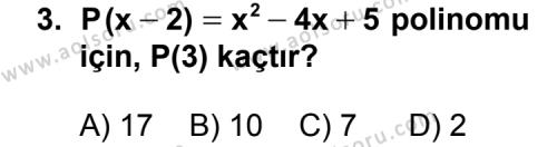 Matematik 3 Dersi 2013 - 2014 Yılı 3. Dönem Sınav Soruları 3. Soru
