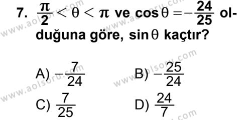 Matematik 4 Dersi 2012-2013 Yılı 1. Dönem Sınavı 7. Soru