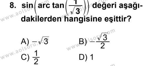 Matematik 4 Dersi 2012-2013 Yılı 1. Dönem Sınavı 8. Soru