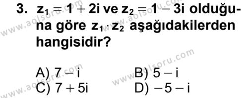 Matematik 4 Dersi 2015 - 2016 Yılı 1. Dönem Sınav Soruları 3. Soru