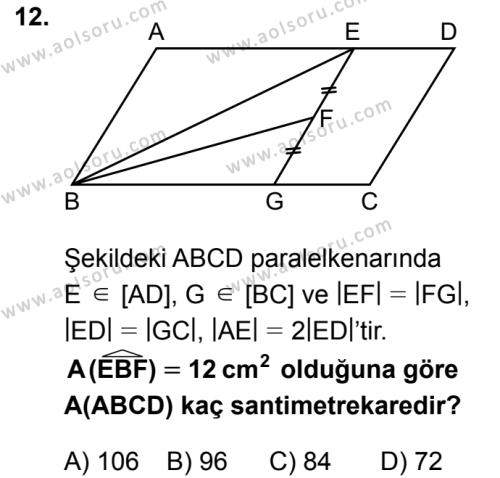 Matematik 4 Dersi 2018-2019 Yılı 1. Dönem Sınavı 12. Soru