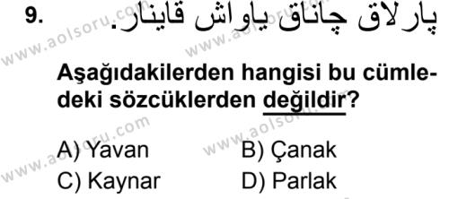 Osmanlı Türkçesi 1 Dersi 2019-2020 Yılı 2. Dönem Sınavı 9. Soru