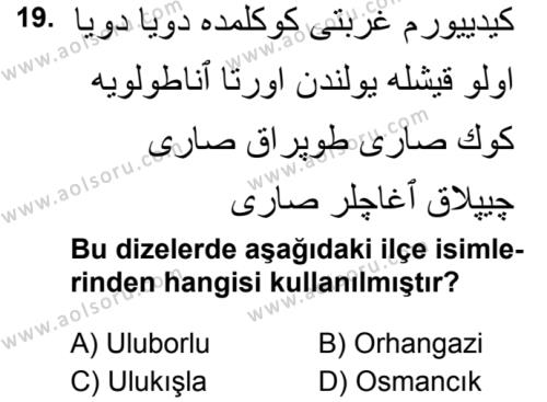 Osmanlı Türkçesi 2 Dersi 2019-2020 Yılı 1. Dönem Sınavı 19. Soru