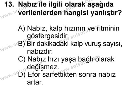 Sağlık Bilgisi 2 Dersi 2014-2015 Yılı 1. Dönem Sınavı 13. Soru