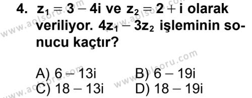 Seçmeli Matematik 1 Dersi 2011-2012 Yılı 2. Dönem Sınavı 4. Soru