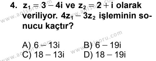 Seçmeli Matematik 1 Dersi 2011 - 2012 Yılı Ek Sınav Soruları 4. Soru