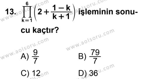 Seçmeli Matematik 2 Dersi 2011-2012 Yılı 1. Dönem Sınavı 13. Soru