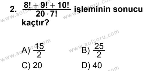 Seçmeli Matematik 2 Dersi 2011 - 2012 Yılı 2. Dönem Sınav Soruları 2. Soru