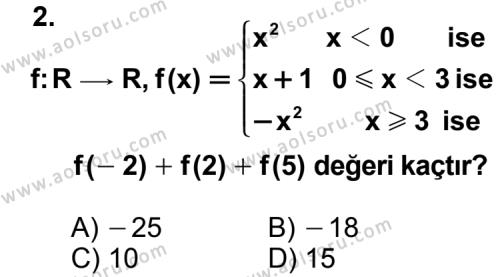 Seçmeli Matematik 3 Dersi 2011 - 2012 Yılı 1. Dönem Sınav Soruları 2. Soru