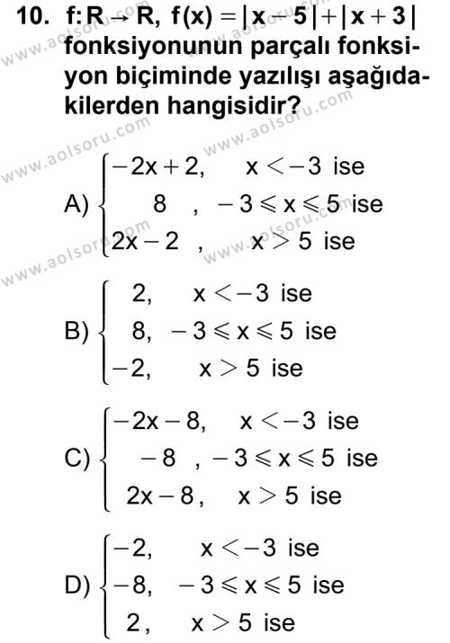 Seçmeli Matematik 3 Dersi 2011-2012 Yılı 2. Dönem Sınavı 10. Soru