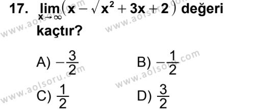 Seçmeli Matematik 3 Dersi 2011-2012 Yılı 2. Dönem Sınavı 17. Soru