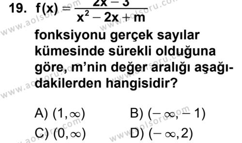 Seçmeli Matematik 3 Dersi 2014-2015 Yılı 1. Dönem Sınavı 19. Soru