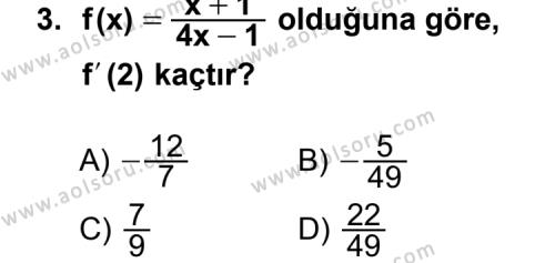 Seçmeli Matematik 4 Dersi 2013 - 2014 Yılı 1. Dönem Sınav Soruları 3. Soru