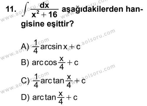 Seçmeli Matematik 4 Dersi 2013-2014 Yılı 1. Dönem Sınavı 11. Soru