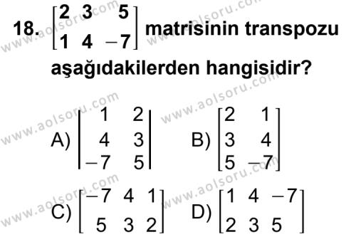 Seçmeli Matematik 4 Dersi 2013-2014 Yılı 1. Dönem Sınavı 18. Soru