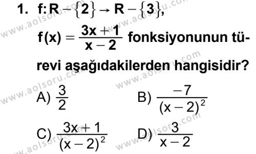 Seçmeli Matematik 4 Dersi 2014 - 2015 Yılı 3. Dönem Sınav Soruları 1. Soru