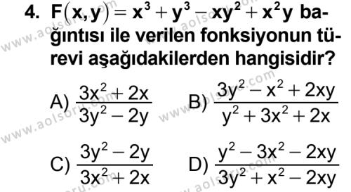 Seçmeli Matematik 4 Dersi 2014 - 2015 Yılı 3. Dönem Sınav Soruları 4. Soru