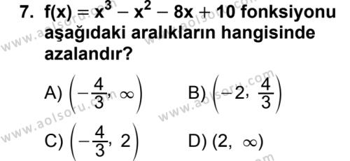 Seçmeli Matematik 4 Dersi 2019-2020 Yılı 1. Dönem Sınavı 7. Soru