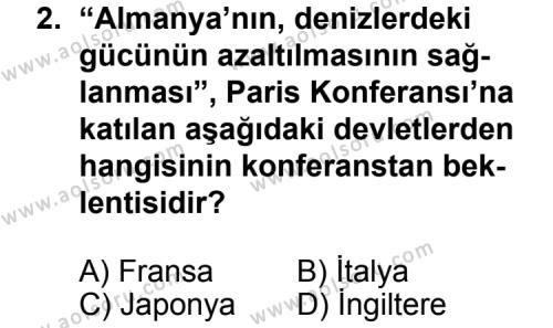 Seçmeli Çağdaş Türk ve Dünyası Tarihi 1 Dersi 2012 - 2013 Yılı 2. Dönem Sınav Soruları 2. Soru