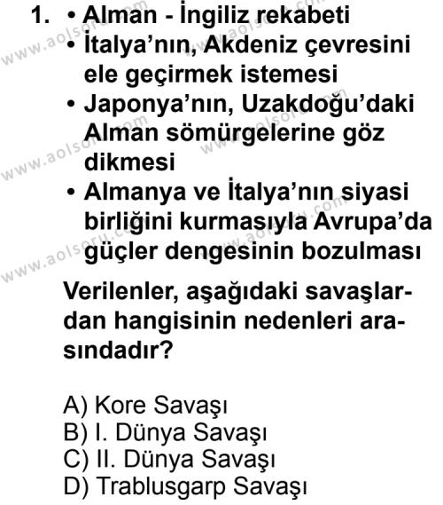 Seçmeli Çağdaş Türk ve Dünyası Tarihi 1 Dersi 2013 - 2014 Yılı 1. Dönem Sınav Soruları 1. Soru