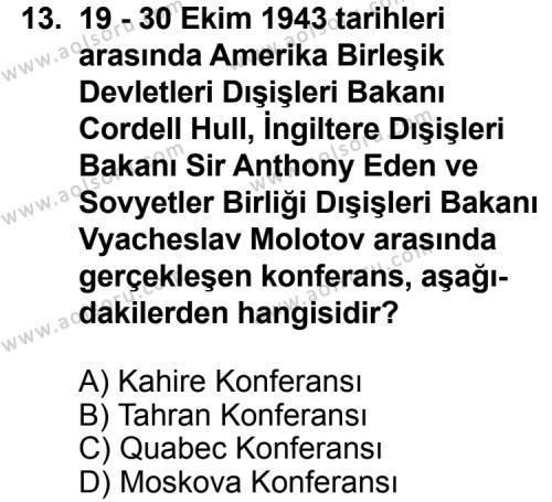 Seçmeli Çağdaş Türk ve Dünyası Tarihi 1 Dersi 2013-2014 Yılı 1. Dönem Sınavı 13. Soru