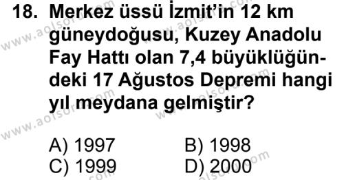Seçmeli Çağdaş Türk ve Dünyası Tarihi 2 Dersi 2011-2012 Yılı 1. Dönem Sınavı 18. Soru